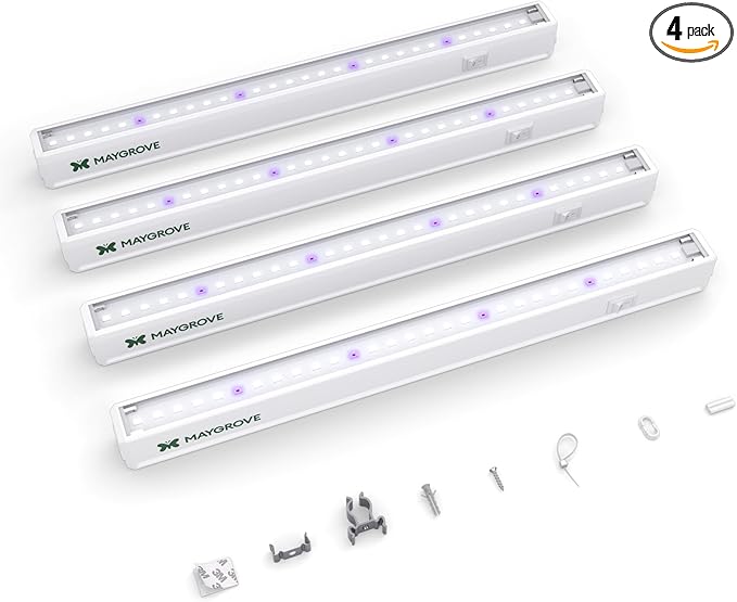 Plant Grow Lights 1FT, Blue-Rich Full Spectrum 5000K, 28W(4 x 7W), T5 LED Grow Light Strips for Indoor Plants and Succulents, High PPFD, Linkable, White, 4-Pack