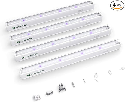 Plant Grow Lights 1FT, Blue-Rich Full Spectrum 5000K, 28W(4 x 7W), T5 LED Grow Light Strips for Indoor Plants and Succulents, High PPFD, Linkable, White, 4-Pack