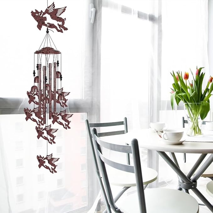 Outdoor Flying Pigs Wind Chimes Decoration, Blessing Wind Bells, Memorial Wind Chimes, Pigs Wind Catcher, Fly Pig Decor, 7 Fly Pigs Wind Chime for Home, Balcony, Tree, Festival Decor, Gifts for Mom