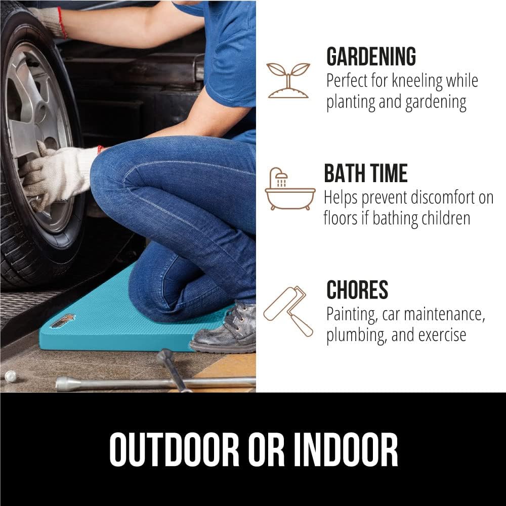 GORILLA GRIP Extra Thick Patent Pending Garden Kneeling Pad, 17.5 x 11 Inch Supportive Soft Foam Knee Cushioning Gardening, Water Resistant, Bathing Baby, Working Supplies Lightweight 2 Pack Turquoise