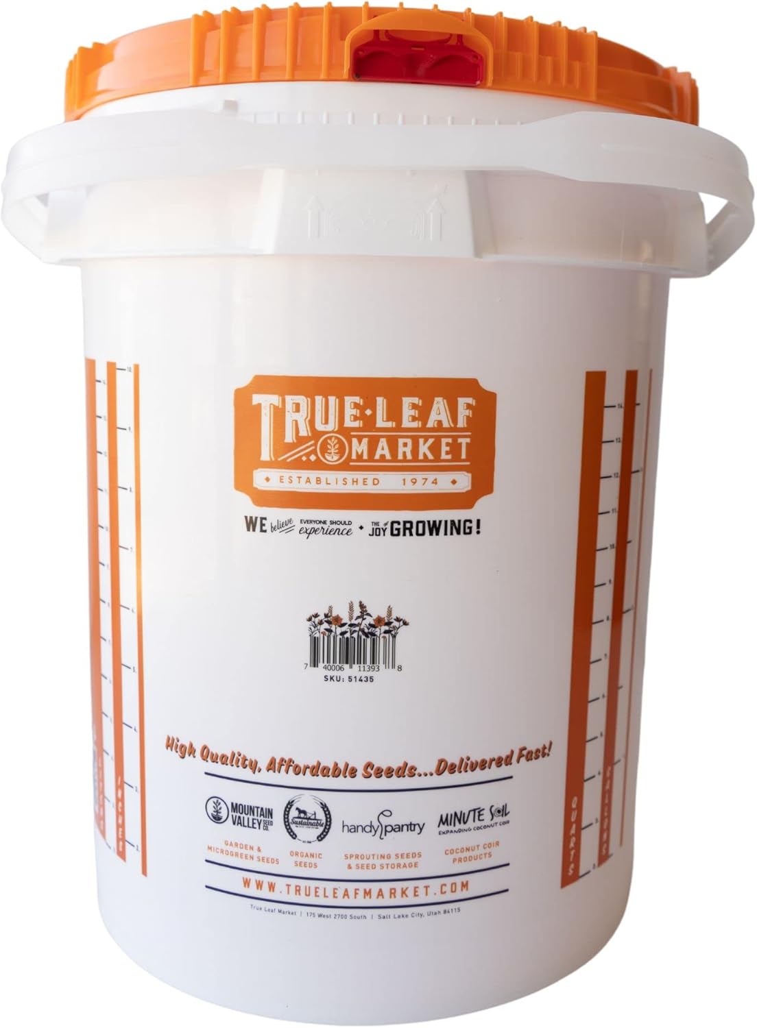 5 Gallon Bucket with Easy On/Off Ratcheting Lid - 6 Buckets - HDPE, Food Grade, BPA Free - Gardening & Composting Info - All Purpose Pail