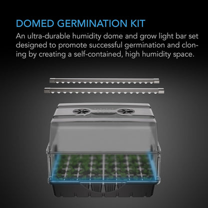 AC Infinity Heavy-Duty Humidity Dome with Full Spectrum LED Grow Light Bars, Samsung LM301H EVO Diodes, 3mm Thickest Dome and 5x8 Trays, Vent Extension Panels, for Seed Starting and Propagation