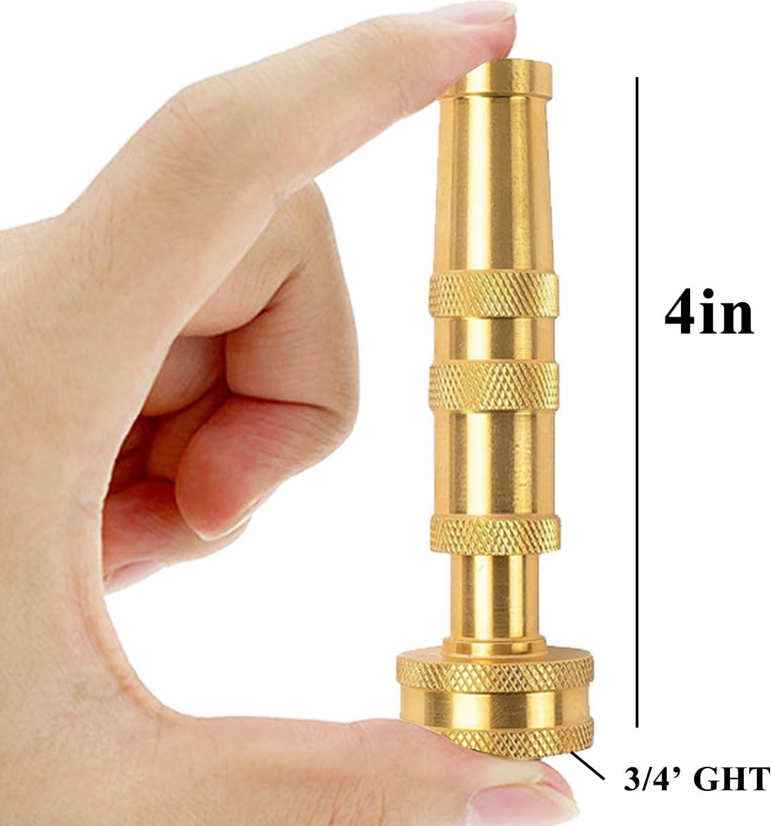 Garden Hose Nozzle Bundle with Shut-Off Valve Set High-Pressure Heavy Duty Brass Adjustable Spray 3/4" GHT for Patio Garden Hose Sprayer (2PackSet)