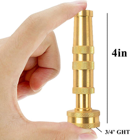 Garden Hose Nozzle Bundle with Shut-Off Valve Set High-Pressure Heavy Duty Brass Adjustable Spray 3/4" GHT for Patio Garden Hose Sprayer (2PackSet)