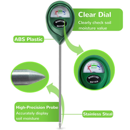 Suplong Soil Moisture Meter for Plants - Indoor/Outdoor Plant Water Meter, No Batteries, Accurate Soil Tester for Garden, Farm, Cactus & Succulents (Green)