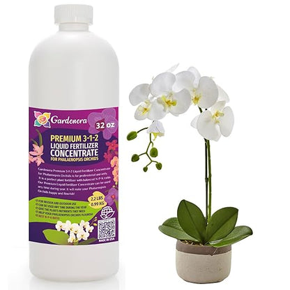 Premium Liquid PHALAENOPSIS Orchid Plant Fertilizer - 3-1-2 Concentrate for Indoor Plants and Flowers by Gardenera | Organic Plant Food for Pothos Plants - 32oz