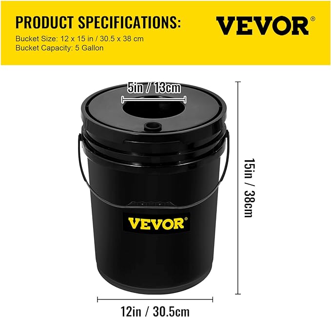 VEVOR DWC Hydroponic System, 5 Gallon 8 Buckets, Deep Water Culture Growing Bucket, Hydroponics Grow Kit with Pump, Air Stone and Water Level Device, for Indoor/Outdoor Leafy Vegetables