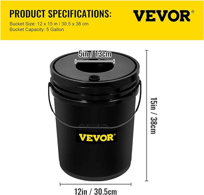 VEVOR DWC Hydroponic System, 5 Gallon 4 Buckets, Deep Water Culture Growing Bucket, Hydroponics Grow Kit with Pump, Air Stone and Water Level Device, for Indoor/Outdoor Leafy Vegetables