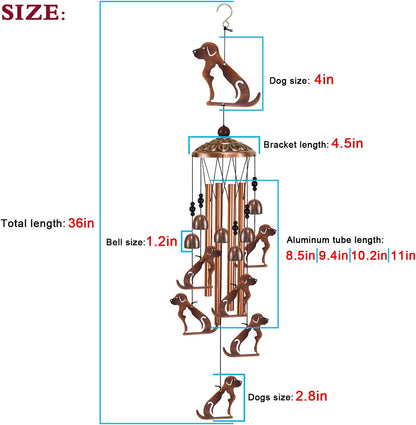 Outside Dogs Wind Chimes for Home, Patio, Porch, Lawn, Indoor, Garden Dog Decoration, Mobile Memorial Wind Chimes, Wind Bells Outdoor Decor, Music Wind Catcher, Festival Gifts for Mom/Grandma/Woman