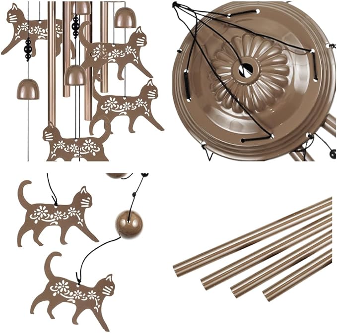 Outdoor Cats Wind Chimes Decor, Portable Mobile Wind Catcher, Sympathy Wind Bells, Memorial Gifts for Mom, Housewarming, Blessing WindChimes(Outside/Indoor/Home/Room/Porch/Yard/Tree/Garden Decorate)