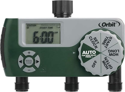 3-Pack Orbit 56082 3-Outlet Hose Watering Timer, Green…