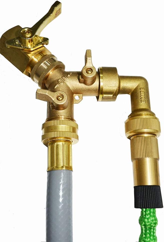 HQMPC Hose Y Splitter 3/4" GHT Garden Valve - Brass, 4 Pack