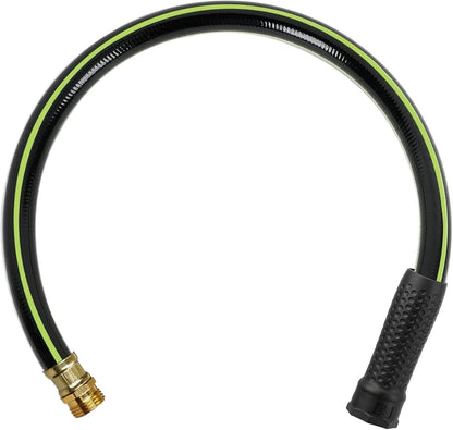 Worth Leader Short Garden Hose 3/4 in. x 2 ft. -Heavy Duty Durable Lightweight PVC Rubber Water Pipe for Agriculture, Lawn Care & Commercial Use -No Kink, Flexible, Leakproof, Male to Female Fittings
