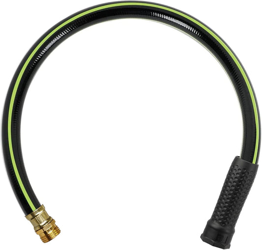 Worth Leader Short Garden Hose 3/4 in. x 2 ft. -Heavy Duty Durable Lightweight PVC Rubber Water Pipe for Agriculture, Lawn Care & Commercial Use -No Kink, Flexible, Leakproof, Male to Female Fittings