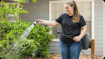 Garden Hose Nozzle - 9 Spray Patterns, Metal, Thumb Control, On/Off Valve, High Pressure Heavy Duty Water Hose Spray Nozzle for Gardening, Lawn Care, and Cleaning Tasks-Seaweed Green