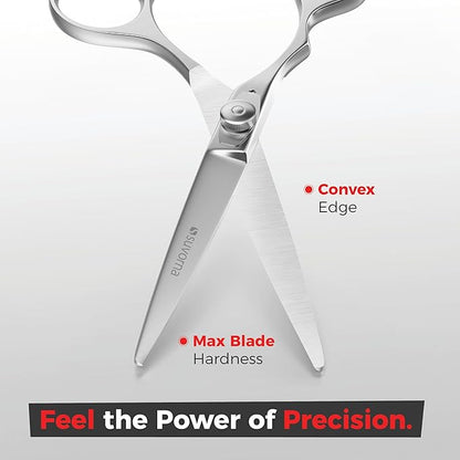 Suvorna Left Handed Hair Scissors Professional for Barbers and Hairdressers - Barber Scissors to Cut Hair - 6" Hair Cutting Scissors - Stainless Steel Hair Shears for Women, Men and Adults