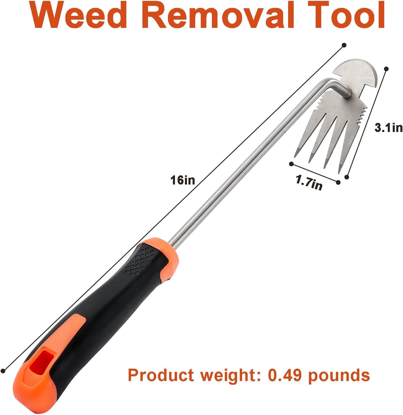 Weed Puller Tool, Rubber Handle Garden Manual Weeder Tool, Portable Stainless Steel Weeding Tools, For Hand Weeder Puller for Vegetable Gardening Backyard Farm Planting & Uprooting Weeding Tool
