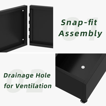 Casaphoria Metal Raised Garden Bed with Trellis and Wheels, 72"x47"x16" Planter Box for Climbing Plants, Vegetables & Vines, Features Drainage Holes and Privacy Screen, Black(Net&Helen)