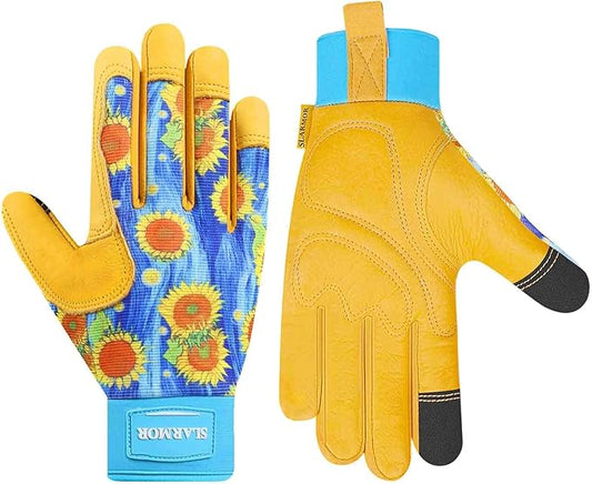 Leather-Gardening-Gloves for Women,Thorn-Proof Work-Gloves for Weeding,Digging,Planting,Pruning Yard garden Gloves