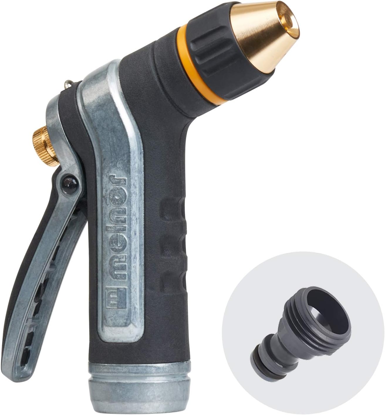 Melnor 65019-AMZ XT Metal Nozzle with QuickConnect Product Adapter Set, Adjustable Tip, Heavyweight Rear Trigger