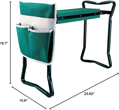 Garden Kneeler and Seat,with 2 Tool Bags Pouches and Claw Gloves,Portable Lightweight Bench Thicken EVA Foam Pad Sturdy Steel Pipe Practical Garden Tools(Green)