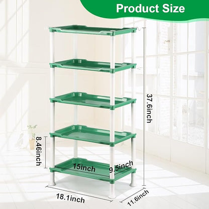 5-Tier Seed Stand with 5 Trays, Seed Starting Rack Propagation Rack Kit for Stackable Seedling Tray Seedling Staging Table for Indoor Outdoor Growing(Blue)