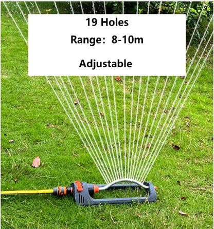 Oscillating Lawn Sprinkler with 19 Hole Brass Nozzles, Covers up to 8-10m, Includes Spray Jet Cleaning Needle