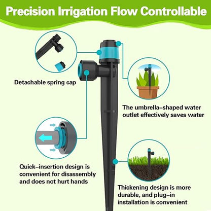 98FT Drip Irrigation System Kit,Quick Installation and Disassembly,with Y-Type Distribution Water Separator,Atomization and Drip Irrigation Nozzles,Flowerpot Garden Plant Yard Watering System.
