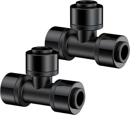 Pawfly 15 Pack Quick Connect 1/4" Drip Irrigation Tee Connectors, Push-to-Connect Drip Irrigation Tee Fittings for 1/4 Inch Irrigation Tubing & Sprinklers, Anti-Leak Drip Irrigation System Parts