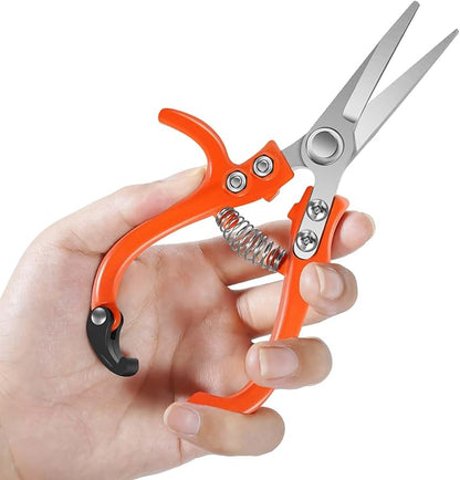 6.7" Lightweight Pruning Scissors, Garden Snips with Straight Stainless Steel Blades and Needle Point Tip, Gardening Trimmers for Flower stems, Herbs, Small Plants, Buds