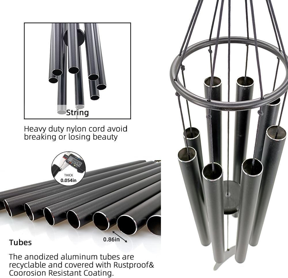 Personalized 36" Healing Memorial Wind Chimes for Outside, Bereavement Gift of Comfort for Loss of Mother, Father or Husband, A Soothing Remembrance for Your Garden and Patio