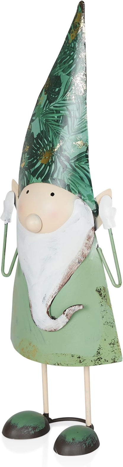 Alpine Corporation - 19" Tall Outdoor Garden Gnome Yard Decoration - Metal Statue with Hear No Evil Expression - Durable, Weatherproof Lawn Sculpture for Patio, Deck, Yard