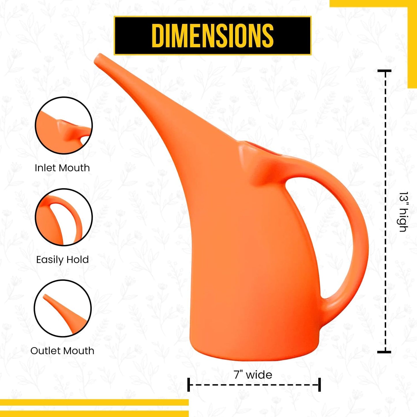 KP KOOL PRODUCTS 1/2 Gallon Watering Can - Small Indoor/Outdoor Plastic Waterer - Orange - 1 Pack