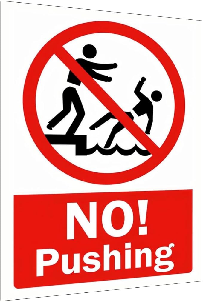 No Pushing Metal Sign Chlorine-Proof Chuckles: Backyard Pool Decor Signs in Durable Tinplate for Splash Zones