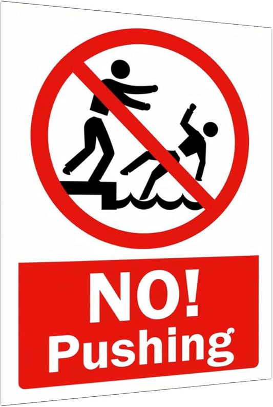 No Pushing Metal Sign Chlorine-Proof Chuckles: Backyard Pool Decor Signs in Durable Tinplate for Splash Zones