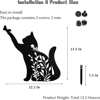 Metal Black Cat Statue - Garden Yard Decoration, Cat Gifts, Outdoor Home Decoration