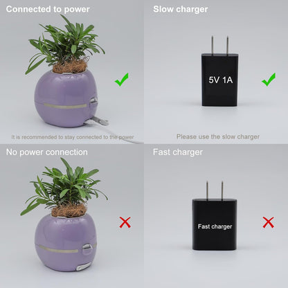 Smart Pet Planter, Smart Plant Pot, With Artificial Intelligence, Time Weather Display, And Multiple Expressions Animation,Lovely Plant Companion, For Desktop Decoration, Gifts,Plant-Free (Purple)