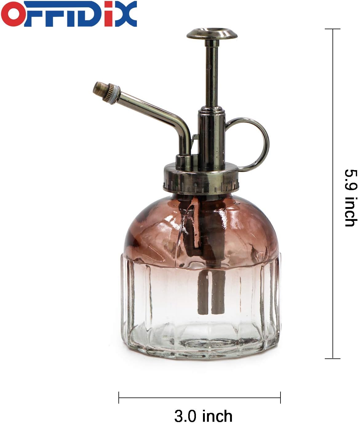 OFFIDIX Glass Watering Spray Bottle,Plant Mister Watering can Indoor with Bronze Plastic Top Pump, Glass Small Watering Can for Indoor Potted Plants Outdoor House Plant