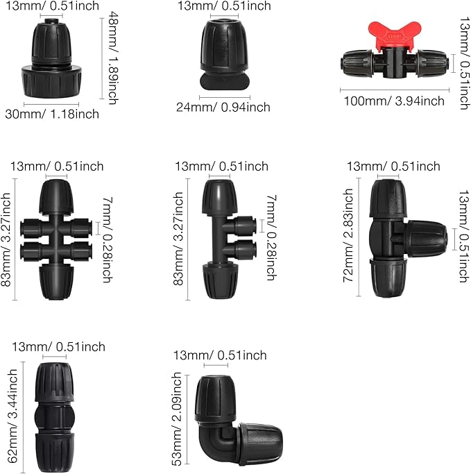 Bonviee 6 Packs 5/16” Drip Irrigation Shut Off Valve, in-Line Barbed Locking Valve for 5/16 Inch Tubing, Water Flow Control for Garden, Greenhouse, Raised Bed Systems