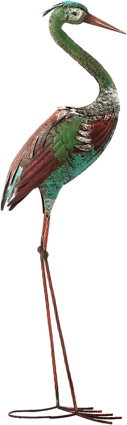 Alpine Corporation 40" Tall Outdoor Rustic Metal Crane Statue Yard Art Decoration