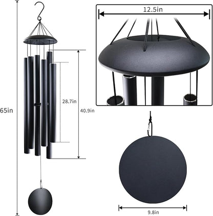 ASTARIN 65 in Wind Chimes for outisde - Extra Large Outdoor Handcrafted WindChimes,Deep Tone Metal Chimes for Garden Decor, Large Windchimes Deep Resonance, 2.27in Tubes Weather-Resistant, Black
