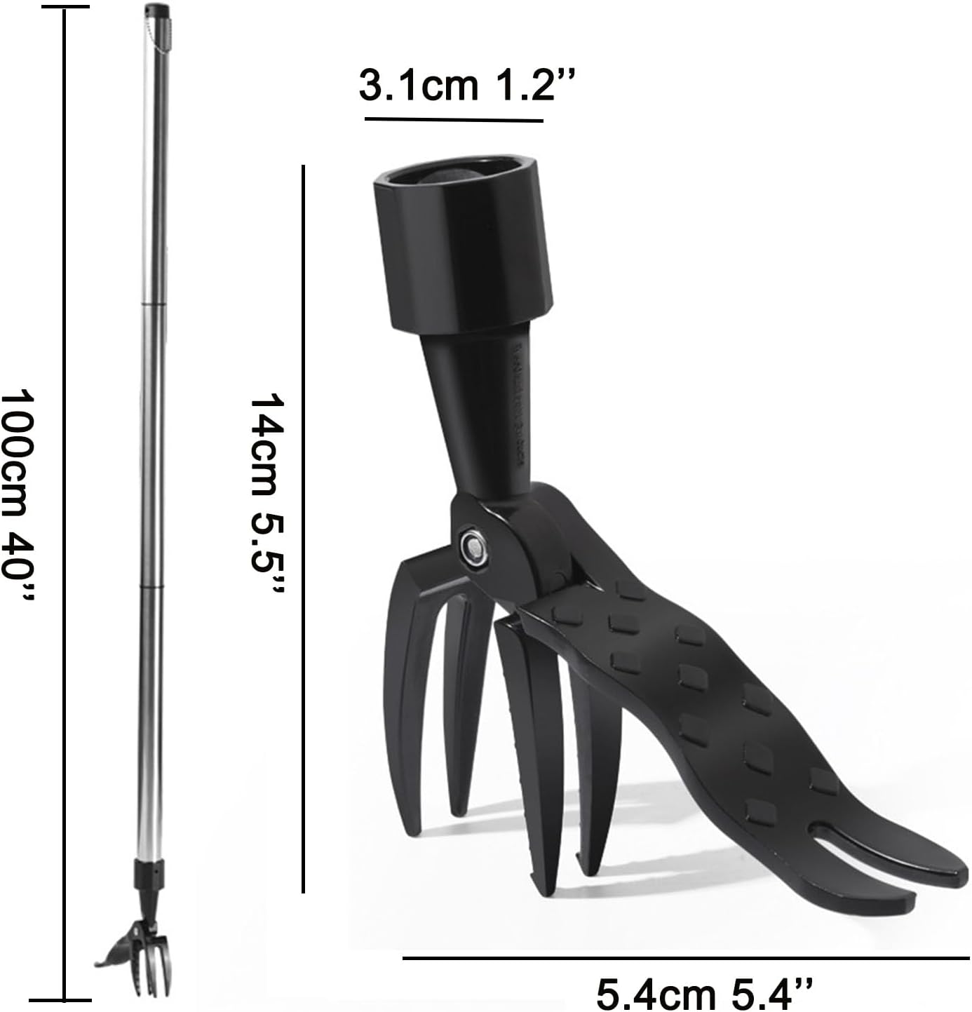 The Stand Up Weed Puller Tool with Long Handle-Made with Adjustable Stainless Steel Handle and 4-Claw Head Design for Lawn.