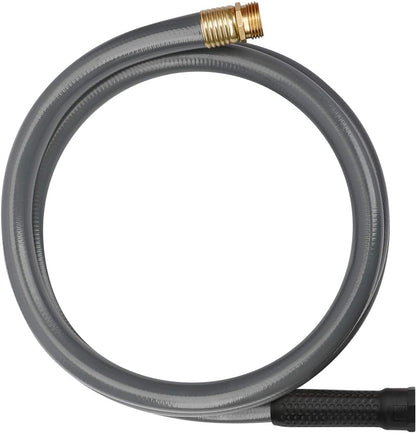 Worth Short Lead-in Gray Garden Hose 3/4 in. x 5 ft. -Kink Free, No Leaking, Male/Female Fittings -Heavy Duty Durable Flexible Lightweight Water Pipe -Brass Aluminum Ends for Household & Commercial
