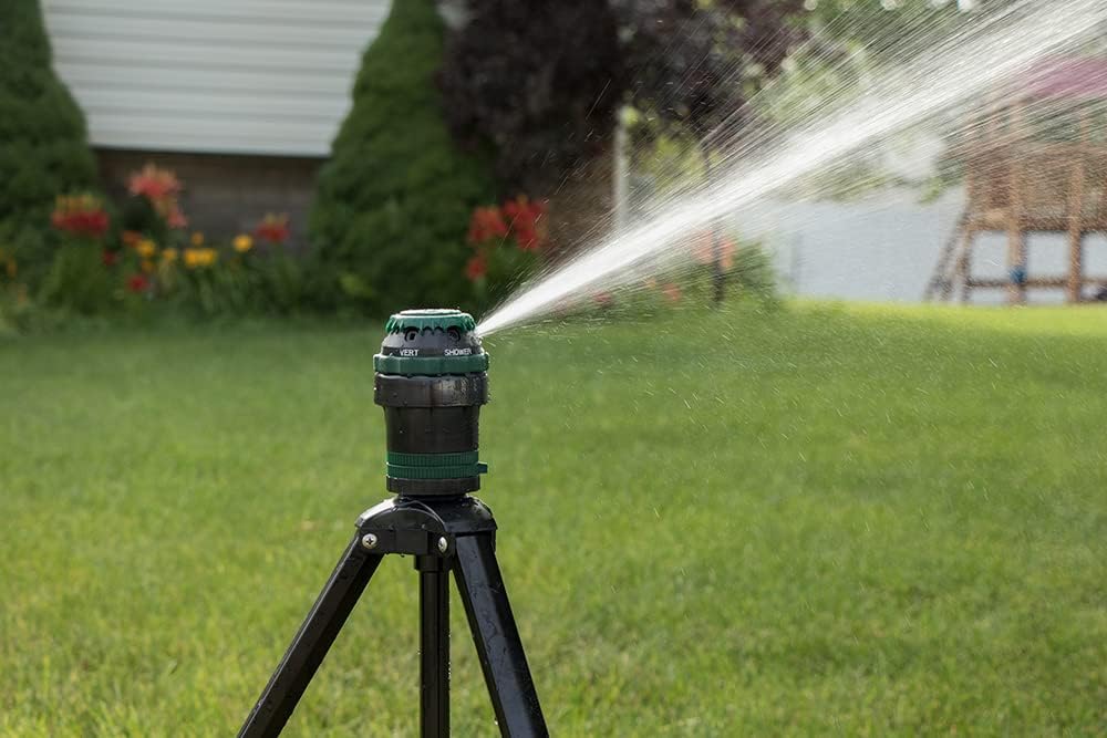1-Pack Orbit H2O-Six Gear Drive Yard Sprinkler on Tripod, Green Lawn Watering