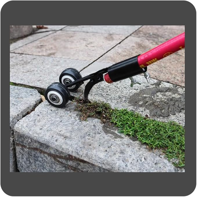 Weeder Tool with Wheel & Adjustable Handle — Effortless Corner Weed Remover High-Strength Metal Blade for Tight Spaces, Tall,Short Grass, Garden Beds - Lightweight Manual Weeding Tool
