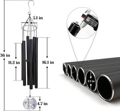 Personalized 36" Bereavement Wind Chimes for Outside, Memorial Gift in Remembrance of a Loved One, Sympathy Gift for Loss of Mother Father Husband, Garden Patio Decor