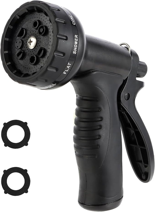 Garden Water Hose Nozzle ABS Water Spray Nozzle with 10 Spray Modes Suitable for Watering Plants, Iawns and Gardens, Car Washing, Cleaning, Showering Pets and Outdoor Fun, Black
