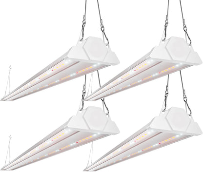 FREELICHT 4 Pack 4ft LED Grow Light, 60W (350W Equivalent), Sunlike Full Spectrum Integrated Plant Light for Hydroponic Indoor Plant Seedling Veg and Flower, Plug in with On/Off Switch