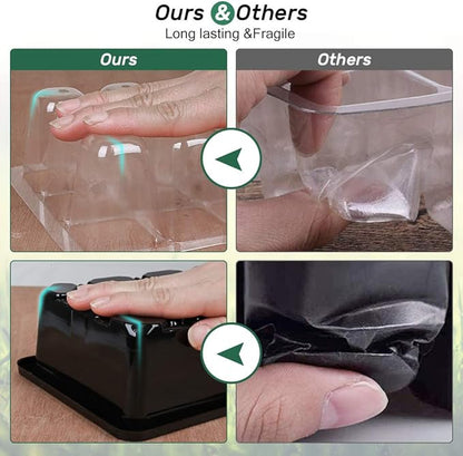 Bonviee 5-Pack Seed Starter Tray Seedling Kits,Plant Starter Kit with Adjustable Humidity Dome and Base Indoor Greenhouse Mini Propagator for Seeds Growing Starting (12 Cells per Tray,Black)