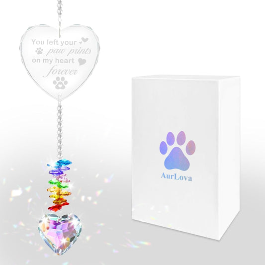 Pet Memorial Gifts for Dogs, Pet Memorial Crystal Suncatcher, Loss of Dog Sympathy Gift, Rainbow Bridge Dogs & Cat Remembrance Bereavement Gifts